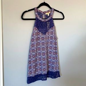 Crochet detail halter knit top